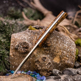 Artemis Bushcrafter - Black Ash Burl - Black Canvas Micarta Liners - Mosaic Pins