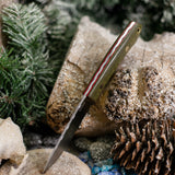 Praxis EDC - Green Linen Micarta - Red Liners - Mosaic Pins