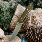 Praxis EDC - Green Linen Micarta - Red Liners - Mosaic Pins