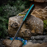 Fillet Knife - Abalone Micarta - Teal Glow Liners - Mosaic Pins