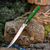 Fillet Knife - Abalone Micarta - Teal Glow Liners - Mosaic Pins