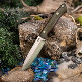 Artemis Bushcrafter - Green Canvas Micarta - Red Liners - Mosaic Pins