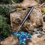 Artemis Hunter - Black Linen Micarta - Blue Liners - Brass Pins