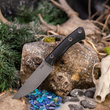 Custom Forged Hunter - Black Canvas Micarta - Flared Tubes