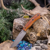Custom Forged Hunter - Natural Canvas Micarta - Flared Tubes