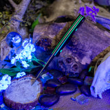 Artemis EDC - Black Glass Composite - Black and Green Glow Liners - FIber Optic Pins