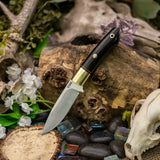 Bolstered Folium - Black Canvas Micarta - Black and Natural Canvas Liners - Mosaic Pins