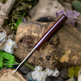Mini Trapper - Crosscut Canvas Micarta - Purple Linen Liners - Purple Fiber Optic Pins