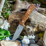 Avalon EDC - Dark Curly Maple - Black Canvas Micarta Liners - Copper Mosaic Pins