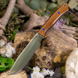 Custom Apollo - Vintage Chocolate Paper Micarta - Blue Linen Liners - Blue Pins