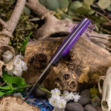 Custom Artemis Hunter - purple linen micarta with Purple And Black Carbon Fiber Bolster - Purple and Black Liners - Color Swap Pins