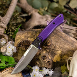 Custom Artemis Hunter - purple linen micarta with Purple And Black Carbon Fiber Bolster - Purple and Black Liners - Color Swap Pins