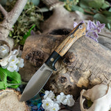 Arctic EDC - Spalted Maple with Vintage Black Crosscut Bolster - Black Canvas Liners -Mosaic Pins