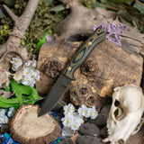 Mini Hoplite - Matte Camo Linen Micarta - Camo Liners - Brass Pins