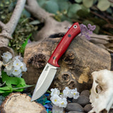 Venator EDC - Red Linen Micarta - Black Canvas Liners - Black Pins
