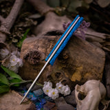 Artemis Hunter - Blue Glow in the Dark Grip-x - Black Canvas Micarta Liners - Black Pins