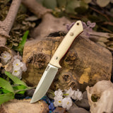 Artemis EDC - Ivory Linen Micarta - Red Linen Liners - Brass Mosaic Pins