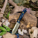 Mini Trapper - Blue Paper Micarta - Natural Canvas Liners - Butterscotch Pins