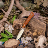 Drop Point EDC - Natural Canvas Micarta - Blue Liners - Aluminum Pins