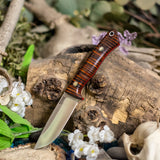 Artemis EDC - Stacked Leather - Red Glow Liners - Mosaic Pins