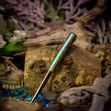 Custom Artemis EDC - Black Ash Burl - Blue Glow Liners - Mosaic Pins