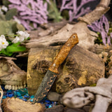 Custom Artemis EDC - Black Ash Burl - Blue Glow Liners - Mosaic Pins