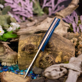 Artemis Trapper - Blue Burlap - Natural Canvas Liners - Mosaic Pins