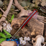 Artemis Hunter - Red Linen Micarta - Thick Black Linen Liners - Aluminum Pins