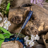 Patch knife - Blue Box Elder Burl - Brass Pins