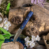 Patch knife - Blue Box Elder Burl - Brass Pins