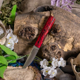 Patch Knife - Red Spalted Tamarind - Black g10 pins