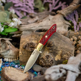 Folium - Red Jigged Bone - Brass Bolster - White Liners - Mosaic Pins