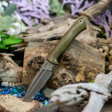 Hoplite - Green Linen Micarta - Natural Canvas Liners - Natural Pins