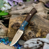 Avalon EDC - Rosewood with Blue Maple Burl Bolster - Natural Canvas Liners - Mosaic Pins