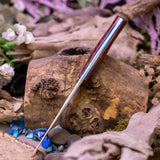 Custom Forged Petty Chef - Claro Walnut - Blue Liners - Aluminum Pins