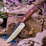 Custom Forged Petty Chef - Claro Walnut - Blue Liners - Aluminum Pins