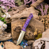 Artemis EDC - Purple Curly Maple - Tiffany blue and Natural Canvas Liners - Natural Pins