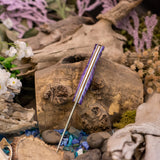 Artemis EDC - Purple Curly Maple - Tiffany blue and Natural Canvas Liners - Natural Pins