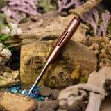 Artemis (x-ray) desert ironwood burl - red glow pinstripes - titanium liners