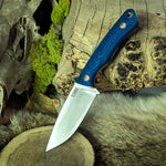 Spark - Blue Burlap Micarta - Natural Canvas Micarta Liners - Copper mosaic pins