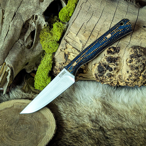 Culprit - Nyx Burlap Micarta - Blue Liners - Brass Pins