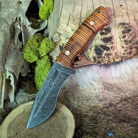 Prototype WatchDog - Stacked Leather - Red Glow in the dark liners - mosaic pins