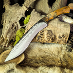 FORGED chopper - Spalted Hackberry - Black Canvas Micarta Liners - Mosaic Pins