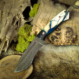 Custom Cerberus - Mammoth Tusk - Carbon Fiber Bolster - Teal Pin Stripes - Mosaic Pins