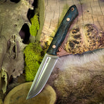 Custom Ranger - Teal Curly Birch - Natural Canvas Micarta Liners - Mosaic Pins