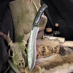 Custom FORGED Chopper - Druid Burlap - Natural Canvas Micarta Liners - Mosaic Pins