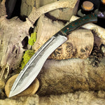 Custom FORGED Chopper - Druid Burlap - Natural Canvas Micarta Liners - Mosaic Pins
