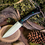 Custom drop point - Black Canvas Micarta- Green Glow in the Dark Liners - Green Fiber Optic Pins