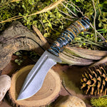 Cerberus - Blue Mammoth Molar - Natural Canvas Micarta Liners - mosaic pins
