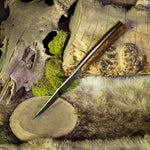 Drifter - Black ash burl - Vintage Chocolate Paper Micarta Liners - Mosaic Pins